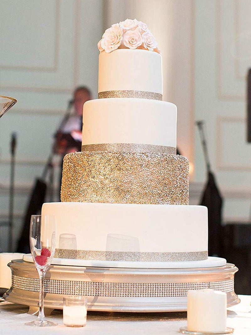 BTSD-home 20Yards Rhinestone Diamond Ribbon Roll for Wedding Cakes, Birthday Decorations, Baby Shower Events, Arts and Crafts Projects 2 Rolls (Champagne) - Image 5